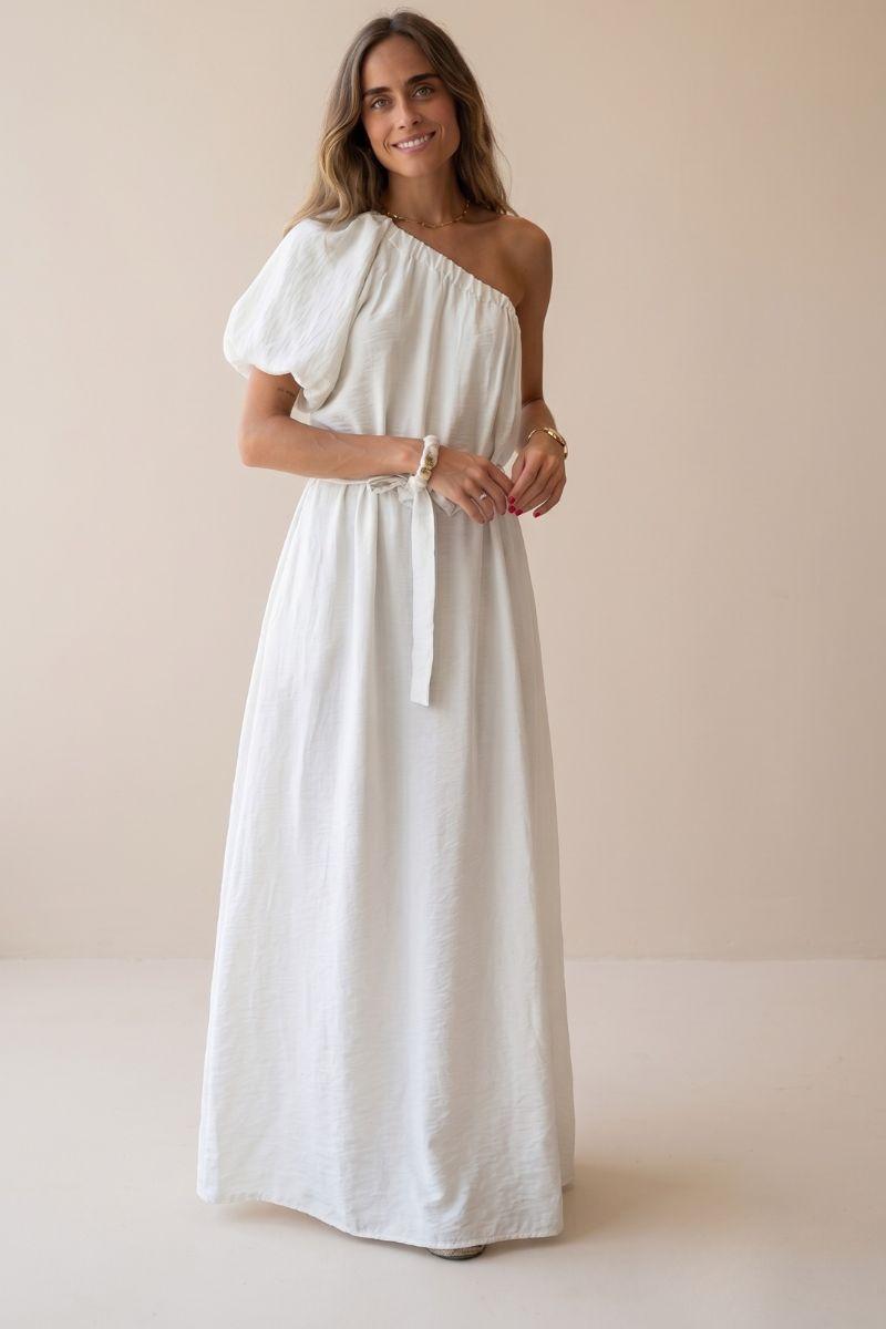 Vestido asimétrico oversize blanco