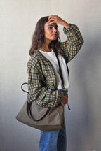 Chaqueta tipo bomber de cuadros verde