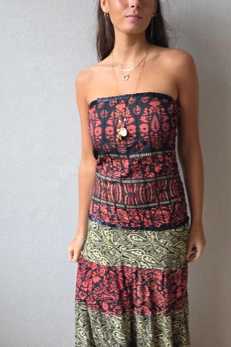 Vestido palabra de honor indio nido de abeja