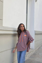 Sudadera con capucha de Rayas rosa