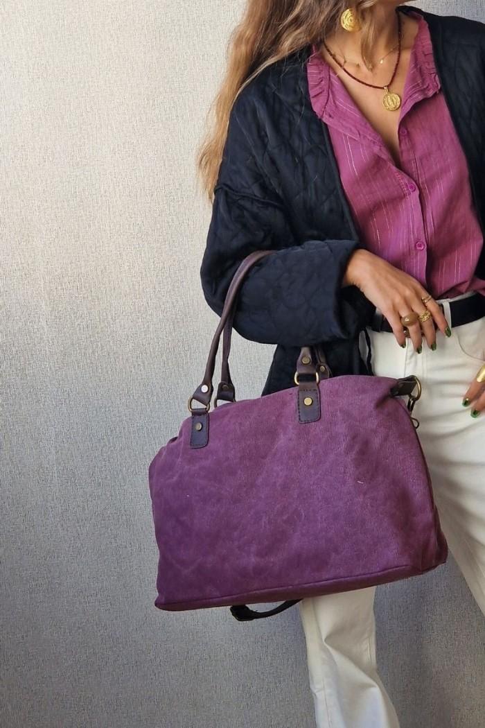 Bolso loneta oversize berenjena con opción a personalizar