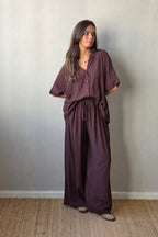 Pantalón fluido tipo bambula chocolate