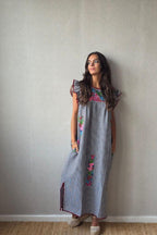 Vestido mexicano cuadro vichy negro