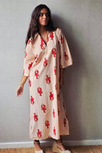 Vestido estampado rayas finas langosta