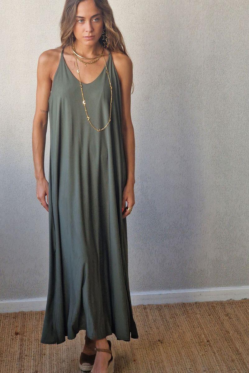 Vestido oversize verde militar