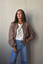 chaqueta tipo bomber de cuadros