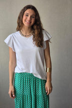 Camiseta con manga volante blanca