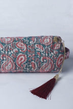 Estuche/neceser verde botrlla telas indias