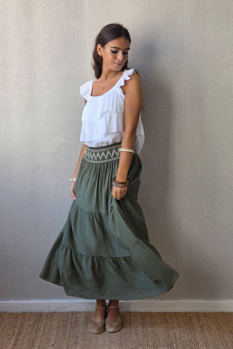 Falda bámbula zigzag militar