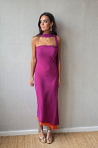 Vestido reversible buganvilla/naranja