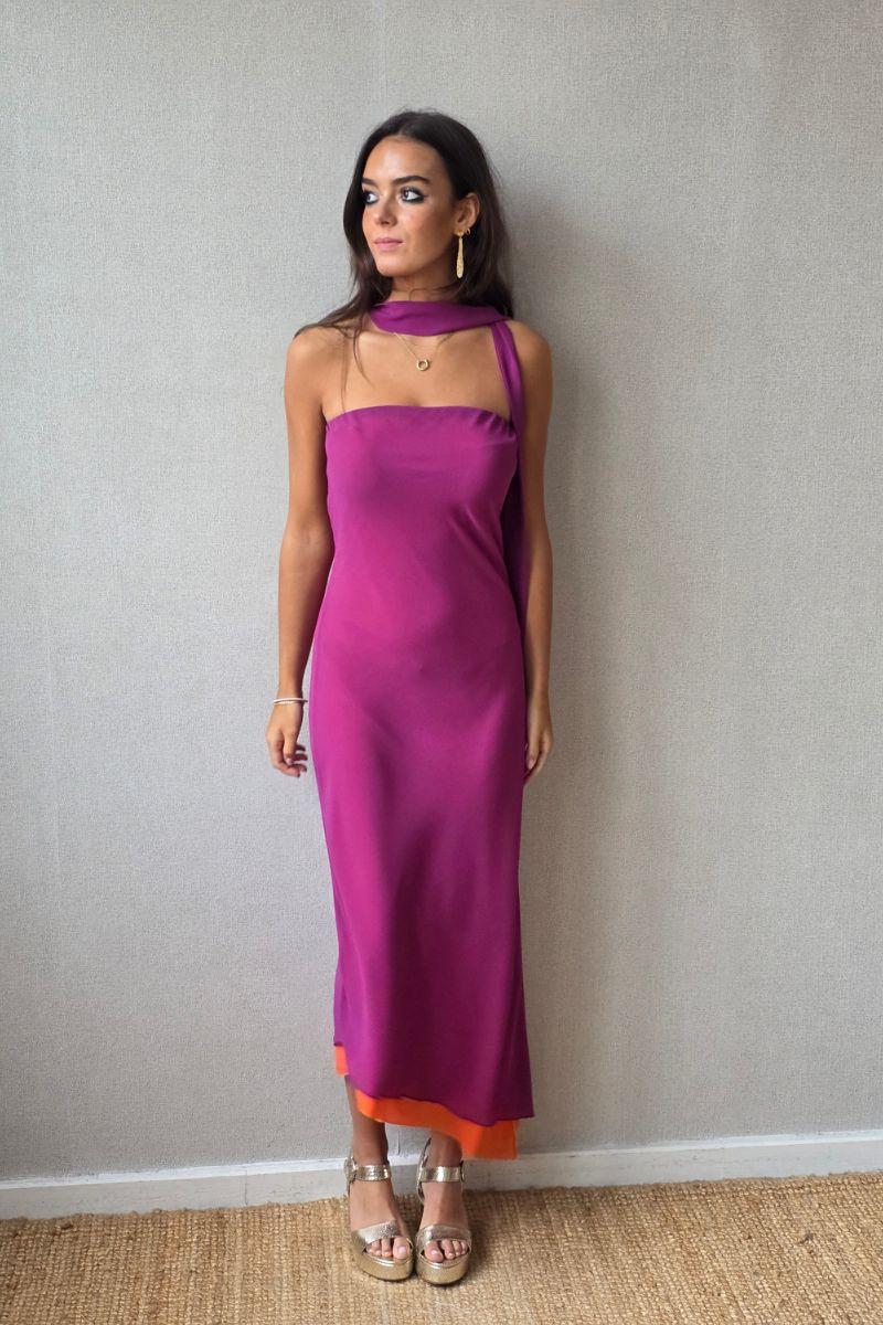 Vestido reversible buganvilla/naranja