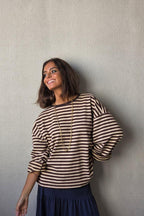 Sudadera oversize de rayas marrón