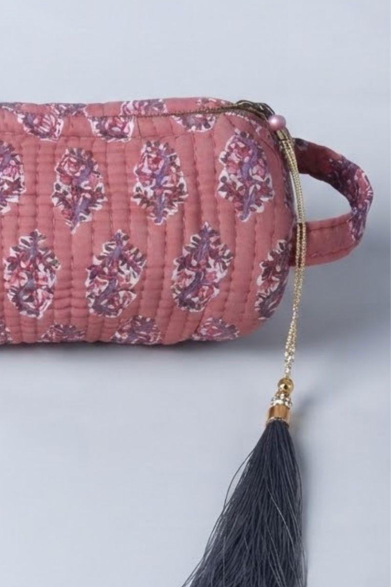 Estuche/neceser rosa palo telas indias