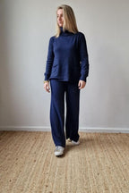 Pantalón culotte de punto azul marino