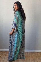 Kimono estampado largo verde