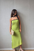 Vestido reversible azul marino/lima