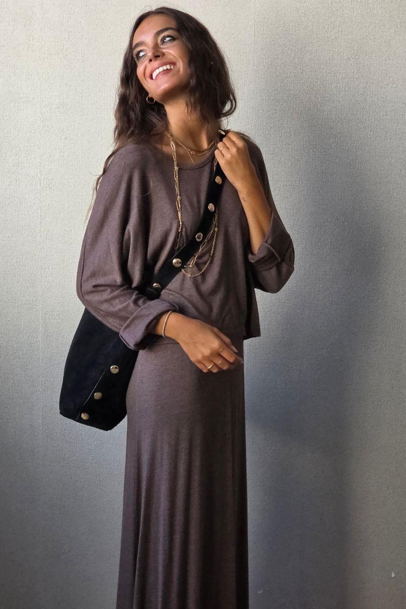 Vestido de tirantes con jersey