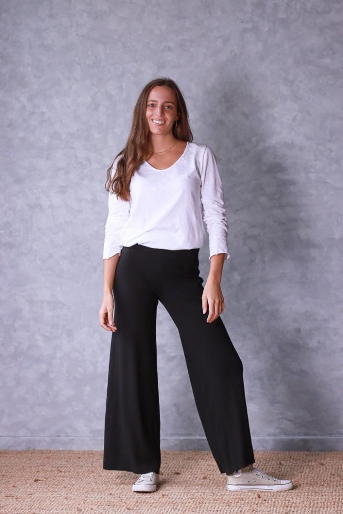 Pantalón culotte de punto negro