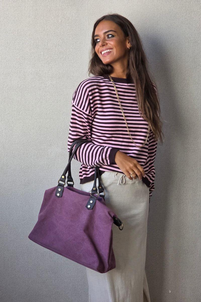 Jersey de rayas rosa/chocolate