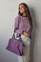 Jersey de rayas rosa/chocolate