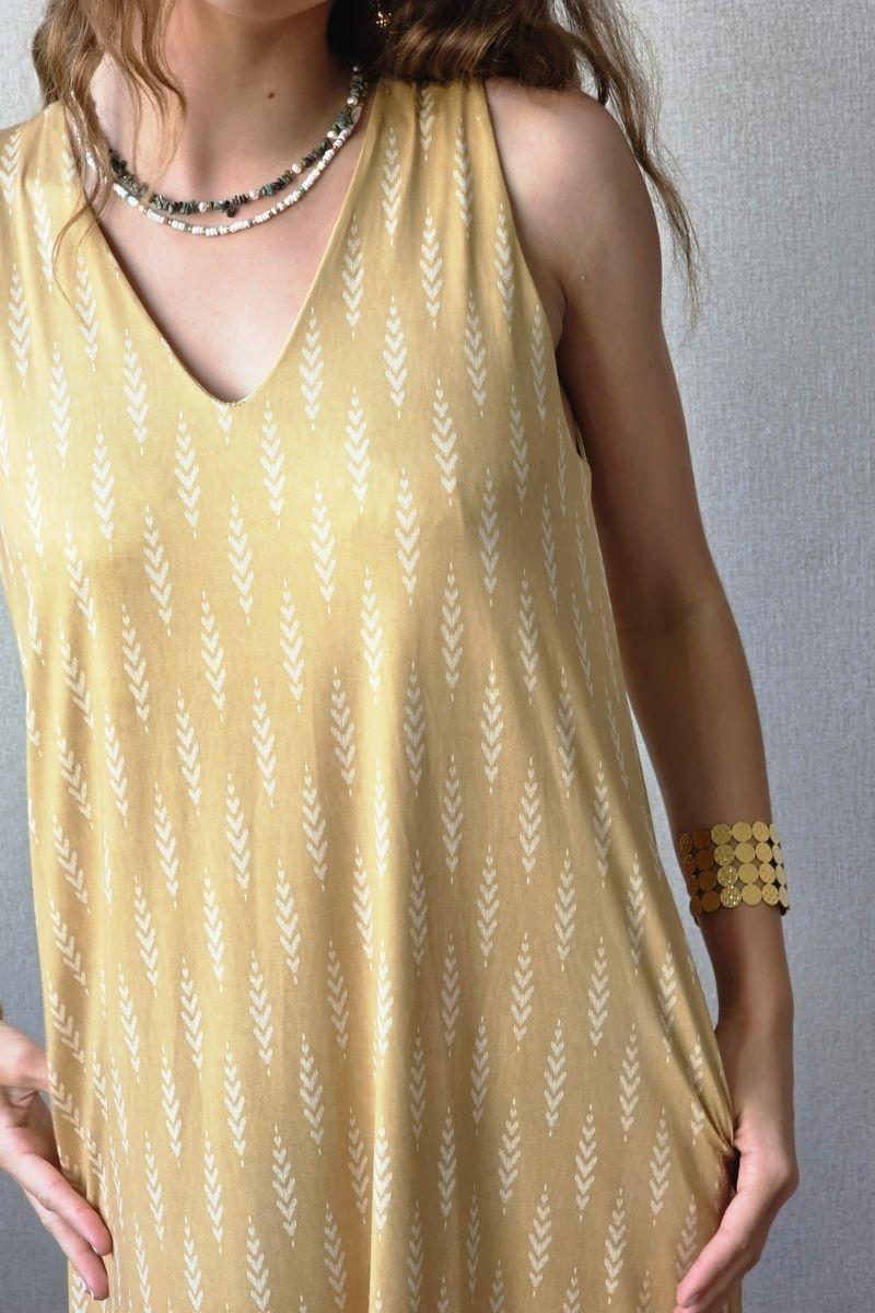 Vestido elástico trigo amarillo
