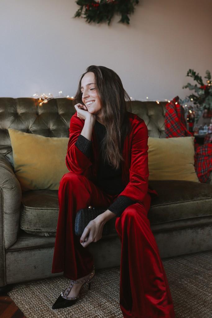 Pantalón de terciopelo rojo