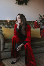Pantalón de terciopelo rojo