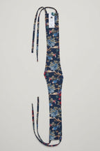 Fajín reversible pájaros y flores azul marino