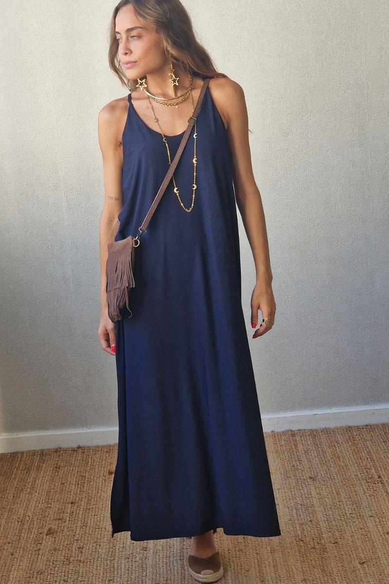 Vestido oversize tirantes azul marino