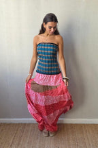 Vestido palabra de honor indio rosa