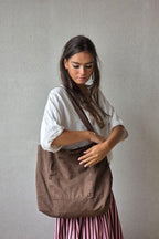 Bolso de tela lavado chocolate