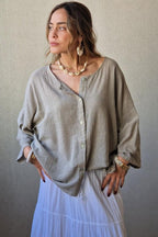 Camisa oversize tipo lino arena