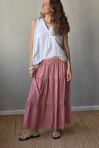 Falda estampado de flores con volantes rosa