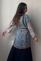 Kimono hindu midi multicolor turquesa