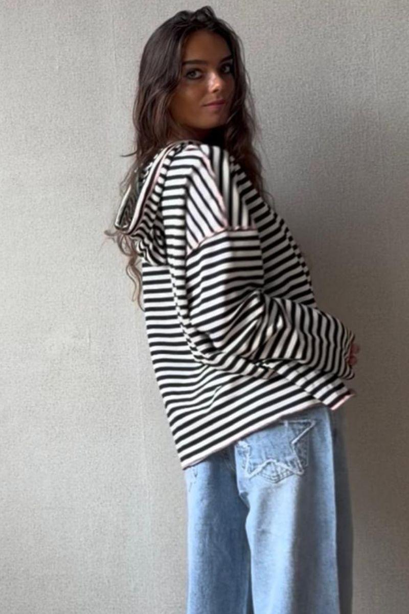 Sudadera con capucha de Rayas negra