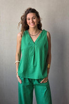 Blusa tipo lino verde