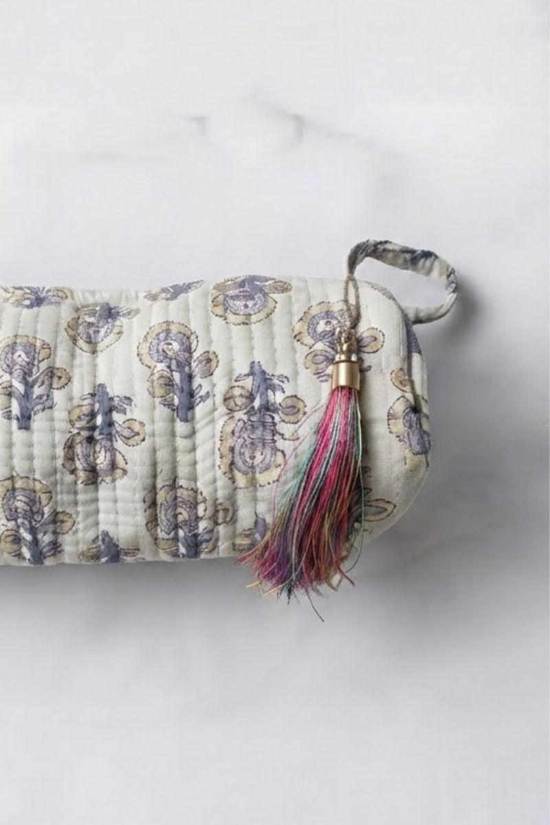 Estuche/neceser verde claro telas indias