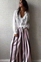 Pantalón de rayas palazzo rosa