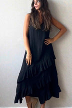 Vestido de tres volantes negro