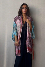 Kimono hindu midi multicolor rosa