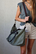 Bolso loneta oversize verde militar con opción a personalizar