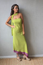Vestido reversible lima/rosa