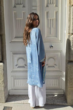 Kimono largo estampado azul