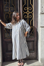 Vestido oversize tipo kurta con manga francesa azul