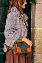 Bolso de piel tipo box verde militar