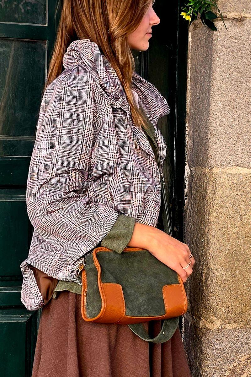Bolso de piel tipo box verde militar