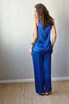 Pantalón de raso azulón