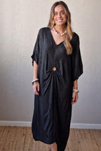 Vestido negro con detalles plata lurex
