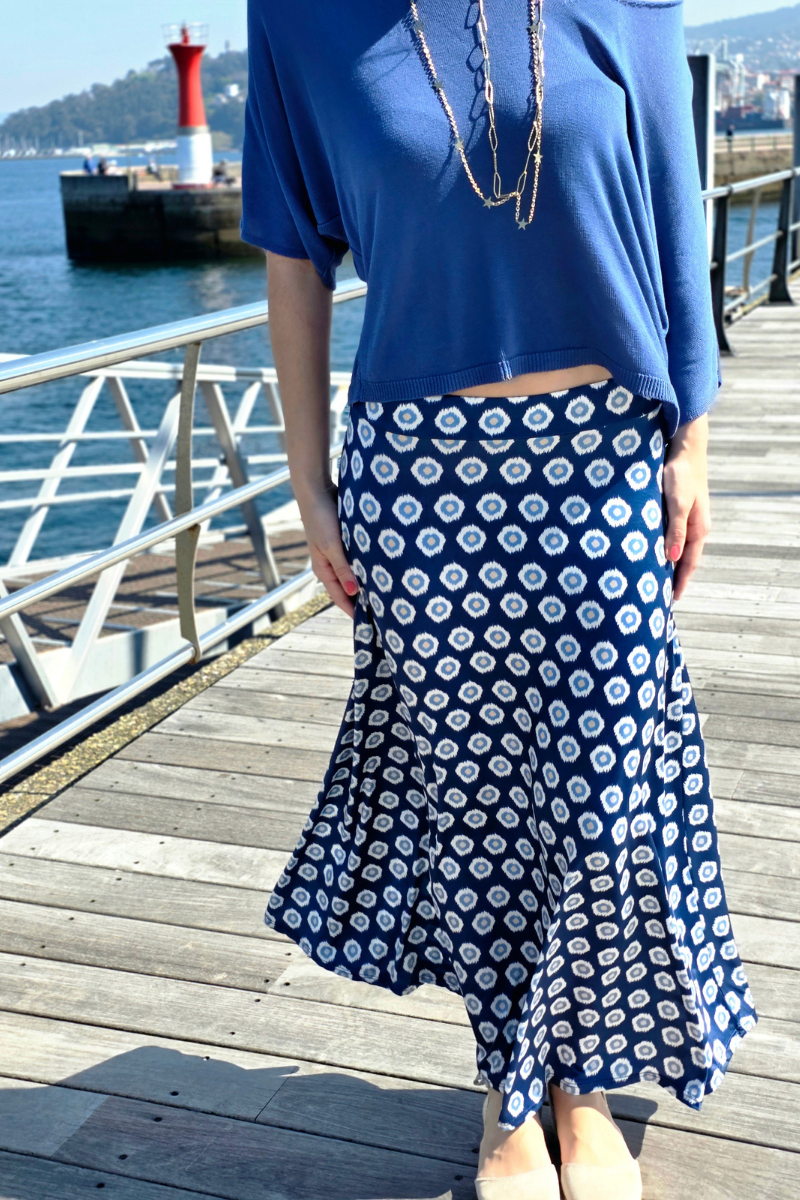 Falda Larga Estampado Célula Marino
