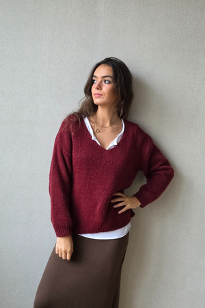 Jersey de punto grueso granate